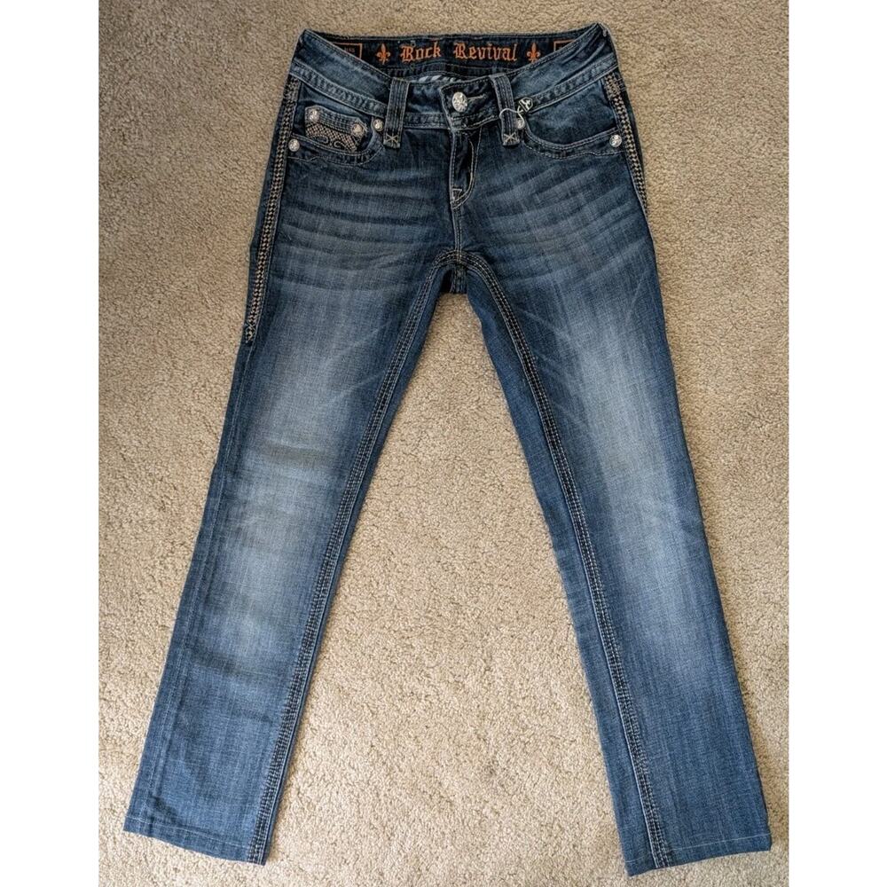 Rock Revival Alanis Straight Jeans Womens Size 25 Blue Denim 5-Pocket Designer